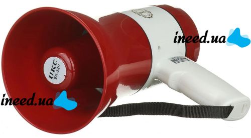 Ручной мегафон рупор 15W UKC ER-22U дальность 200м громкоговоритель на ремне с функцией записи голоса и встроенной сиреной на аккумуляторе ER22U