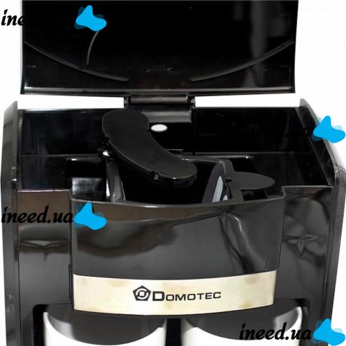 Drip coffee maker for two cups Domotec MS-0706 with 2 ceramic cups, home electric coffee machine for tea and coffee 0.3 L 500W White