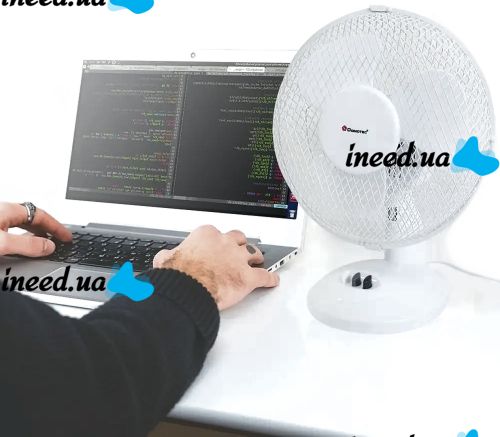 Настільний вентилятор Domotec MS-1624 портативний поворотний Електровентилятор 2 режими швидкості із захисною сіткою для будинку 23W MS1624 Білий 