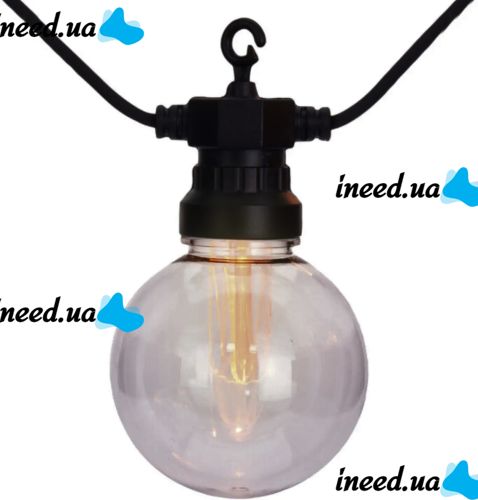 Outdoor Garland in the form of a Light Bulb Xmas 10 Lamps WW Warm White LED Moisture-proof LED Garland for Home and Street with 10m Connector