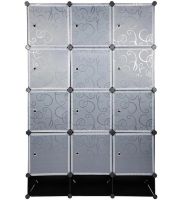 Folding wardrobe organizer for things Storage Cube Cabinet MP-312-62 110X37X146 cm plastic cabinet for 12 sections shelf for clothes and shoes Black
