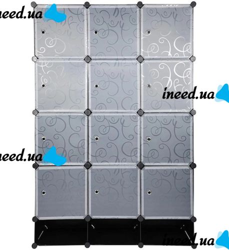 Folding wardrobe organizer for things Storage Cube Cabinet MP-312-62 110X37X146 cm plastic cabinet for 12 sections shelf for clothes and shoes Black