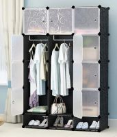 Folding wardrobe organizer for things Storage Cube Cabinet MP-312-62 110X37X146 cm plastic cabinet for 12 sections shelf for clothes and shoes Black
