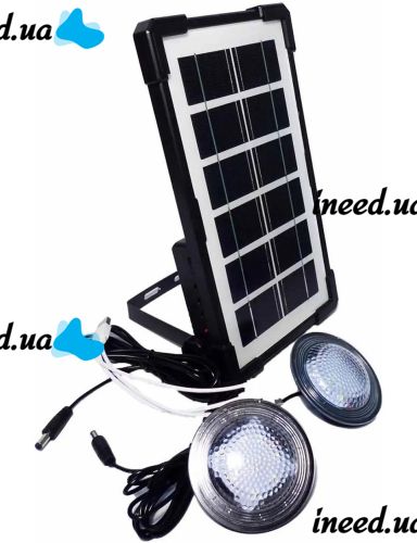 Портативная солнечная зарядная станция Gdlite GD-07А аккумуляторный светодиодный фонарь повербанк с лампочками, солнечной панелью Power Bank USB 30W
