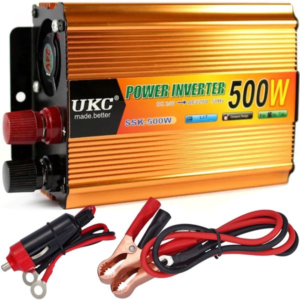 Автомобильный инвертор UKC SSK 24V-220V 500W авто преобразователь напряжения тока от прикуривателя и аккумулятора, зарядное с защитой от перегрева