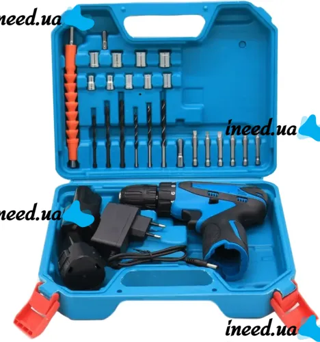Makita DF330DWE rechargeable screwdriver 12V 2AH Li-Ion + spare battery in a case and a set of tools