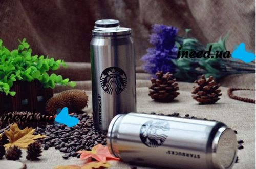 Металлическая термокружка Starbucks 450мл Старбакс PTKL-360 банка с трубочкой