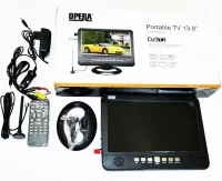 Автомобильный портативный телевизор Opera TV OP-1002 13,8" дюймов T2 от сети и от прикуривателя, Экран Опера с аккумулятором USB SD в автомобиль