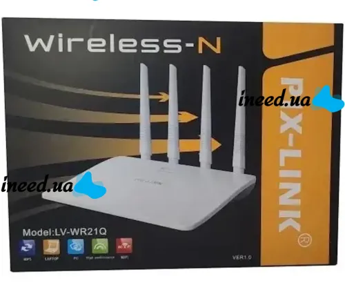 High-speed Mini Router Wi-Fi Router Pix-link LV-WR21Q 300 Mbit 2.4GHz, Wireless Wi-Fi Router up to 300Mb/s 4 Antennas 4 Ports White