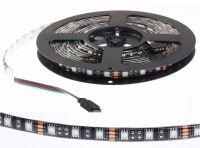 Светодиодная USB лента 5 м с пультом Rope-Lights SMD5050 IP65 разноцветная неоновая гибкая c RGB контролером в силиконе Черная SMD-5050 5м