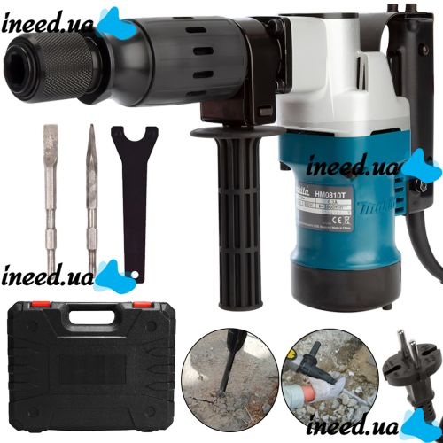 Электрический отбойный молоток Makita HM0810T SDS-Max 900W 2900 уд/мин профессиональный ударный инструмент для демонтажа с зубилами в кейсе от сети