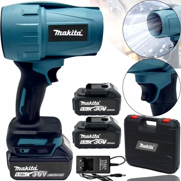Аккумуляторная воздуходувка фен Makita DAS180Z 36V 5Ah для уборки снега и листьев с 2 аккумуляторами, Беспроводная дуйка Макита для удаления пыли