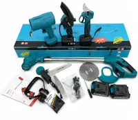 Набор электроинструментов Makita 24V 4в1 аккумуляторный секатор DUP365 пила DUC155Z и газонокосилка UR100DZ воздуходувка DAS180Z с 2 аккумуляторами