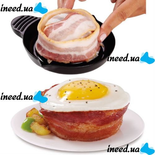 Набор форм для выпечки запекания бекона 2шт Perfect Bacon Bowl cъедобная тарелка, Форма для приготовления съедобной тарелки из бекона Черная