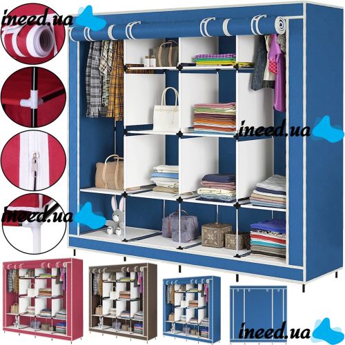 Складной тканевый шкаф  для одежды Storage Wardrobe 88170 на 4 секции, 170х45х175, Каркасный органайзер гардероб для обуви и вещей на 12 полок