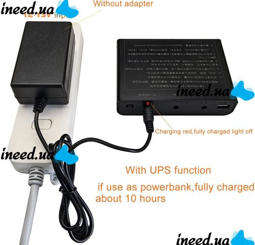 Источник бесперебойного питания ИБП UPS DU-5912 для роутера и модема 5V 9V 12V бесперебойник Power Bank для камеры на 6 съемных аккумуляторов 18650