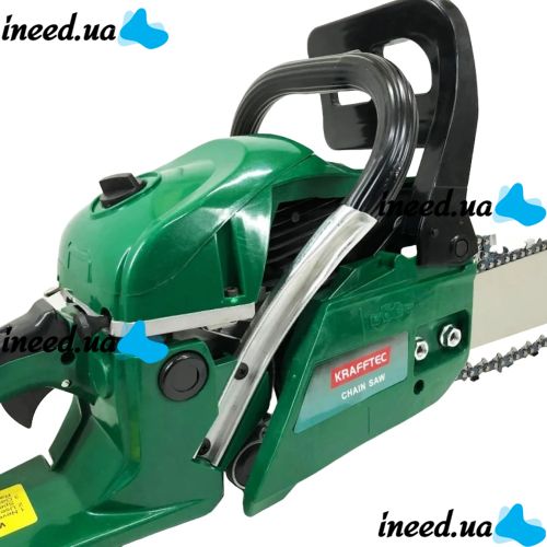 Бензиновая цепная пила Krafftec КRА-5800 7 л.с шина 45 см для обрезки деревьев и распила дров, Бензопила Adeytos 18" дюймов 58см3 Зеленая