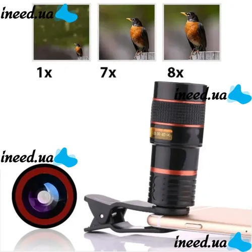 Увеличительный объектив для телефона Mobile Phone Telescope TV-8045 8х, Мобильный телескоп с 8 кратным увеличением фокусировкой картинки на прищепке