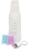 Ultrasonic Facial Cleansing and Lifting Scrubber Leather shovel CPJ-618 rechargeable for Cavitation Skin Peeling with nozzles NJ-559 White