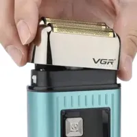 Аккумуляторная мужская электробритва шейвер VGR V-357 с двумя ножевыми блоками для сухого и влажного бритья, Беспроводная бритва для бороды и усов