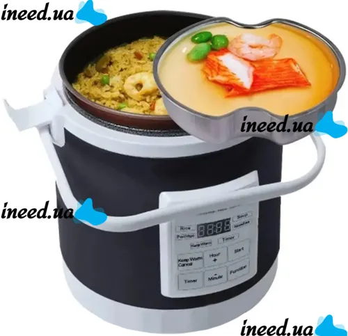 Автомобильная мультиварка пароварка Vehicle Rice Cooker AR-1601 1.2 литра 12V 24V от прикуривателя, мультиповар с подогревом 12В 24В для машины