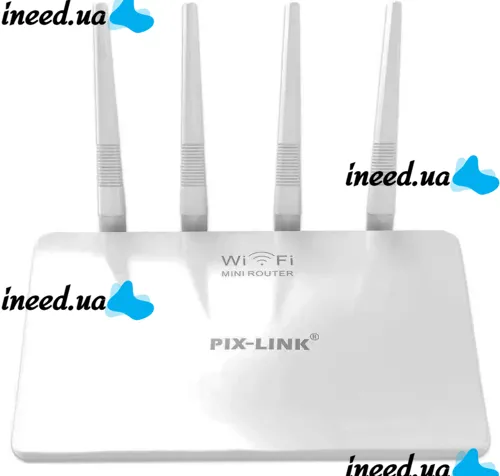 High-speed Mini Router Wi-Fi Router Pix-link LV-WR21Q 300 Mbit 2.4GHz, Wireless Wi-Fi Router up to 300Mb/s 4 Antennas 4 Ports White