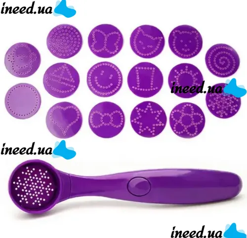 Декорирующая ложечка для кофе и блюд Magic Spice Spoon 16 узоров, Ложка для декорирования с насадками трафаретами для украшения латте от батареек