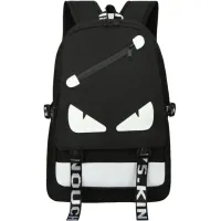 Urban Backpack Glow-in-the-Dark New Eyes Eyes with USB Charging, School Bag with LED Backlight, Travel Satchel to School for Children Black