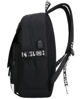 Urban Backpack Glow-in-the-Dark New Eyes Eyes with USB Charging, School Bag with LED Backlight, Travel Satchel to School for Children Black