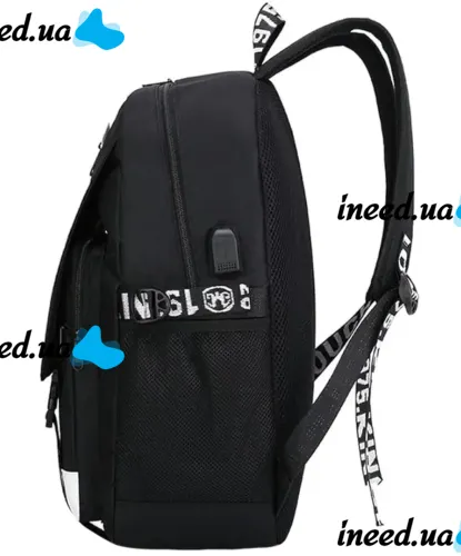 Urban Backpack Glow-in-the-Dark New Eyes Eyes with USB Charging, School Bag with LED Backlight, Travel Satchel to School for Children Black