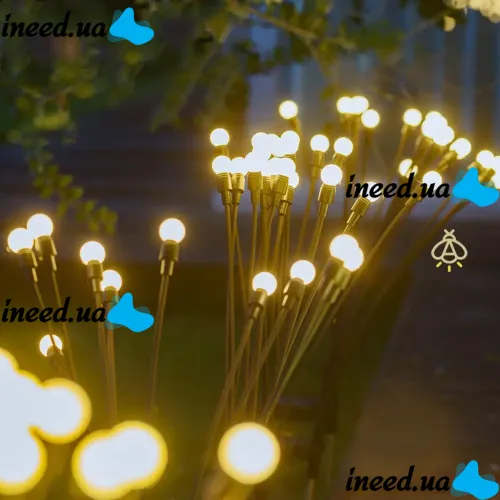 Уличный садовый светильник Solar Sunari Lamp FLS-89 Светлячок 10 LED на солнечной батарее теплый белый, Ландшафтный фонарь 72 см для сада
