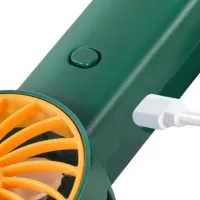 Настольный аккумуляторный вентилятор с рожками Mini Fan KL-FN20 с подсветкой и подставкой под телефон, Ручной мини вентилятор от аккумулятора