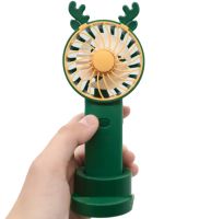 Настольный аккумуляторный вентилятор с рожками Mini Fan KL-FN20 с подсветкой и подставкой под телефон, Ручной мини вентилятор от аккумулятора