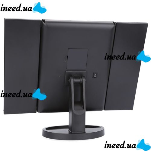 Cosmetic Triple Mirror with Touch Button Superstar Magnifying Mirror JN-817 3 in 1 with Magnification, Folding Mirror with LED Backlight Black