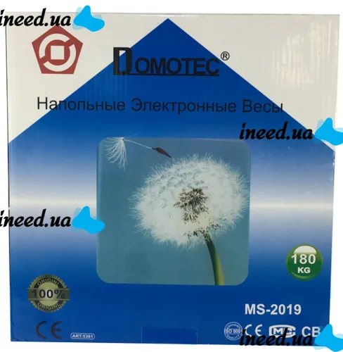 Электронные напольные весы Domotec MS-2019 до 180 кг для взвешивания, Квадратные стеклянные весы с Led дисплеем для взвешивания Домотек до 180кг