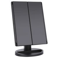 Cosmetic Triple Mirror with Touch Button Superstar Magnifying Mirror JN-817 3 in 1 with Magnification, Folding Mirror with LED Backlight Black
