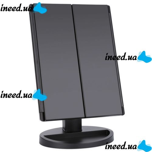 Cosmetic Triple Mirror with Touch Button Superstar Magnifying Mirror JN-817 3 in 1 with Magnification, Folding Mirror with LED Backlight Black