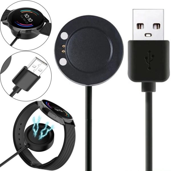 Магнитное зарядное устройство IS7 Charging Line для Smart Watch T500, Магнитная USB зарядка 37мм 2-коннектора для зарядки смарт часов Черная