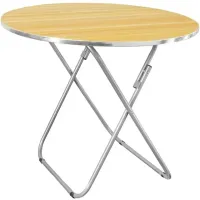 Туристический раскладной круглый стол Round Folding Table 60х70 см для пикника, Складной алюминиевый столик МДФ для кемпинга и сада Коричневый