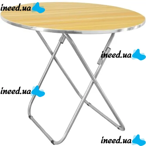 Туристический раскладной круглый стол Round Folding Table 60х70 см для пикника, Складной алюминиевый столик МДФ для кемпинга и сада Коричневый