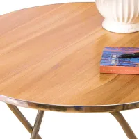 Туристический раскладной круглый стол Round Folding Table 60х70 см для пикника, Складной алюминиевый столик МДФ для кемпинга и сада Коричневый