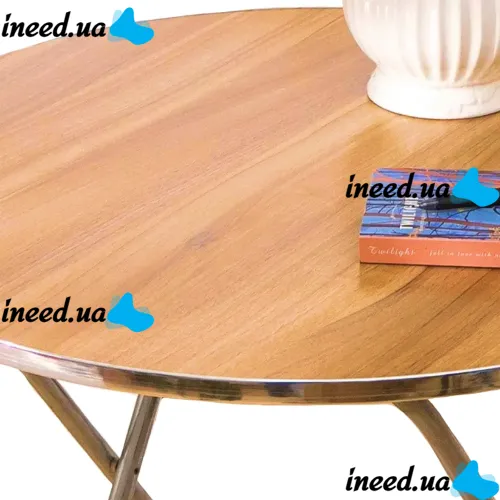 Туристический раскладной круглый стол Round Folding Table 60х70 см для пикника, Складной алюминиевый столик МДФ для кемпинга и сада Коричневый