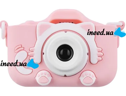 Детский цифровой фотоаппарат Smart kids Kitty XO XJ01 с селфи камерой и видео съемкой 600mAh, Камера Котик 2" с встроенными играми для детей Розовый