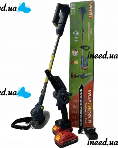Набор электроинструментов KraftWorld KW-2581 36V 5Ah аккумуляторная газонокосилка триммер + Цепная пила с 2 аккумуляторами для травы и кустов