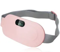 KKS MYQ-302 Wireless Massage Belt for Menstrual Pain Relief, Cordless Massager Warming Pad 3 Modes for Period Cramps Pink