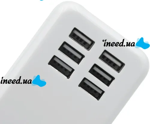 Сетевое зарядное устройство USB Desktop Charger 20W на 6 портов с выключателем, Зарядка адаптер для зарядки телефонов на 6 разъемов от сети Белый
