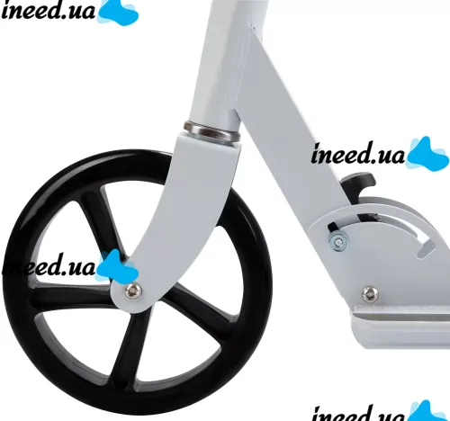 Двухколёсный складной самокат Scooter 888 BT-3 белый с подножкой и регулировкой высоты для подростков 110 кг, Городской прямой самокат колеса 200мм