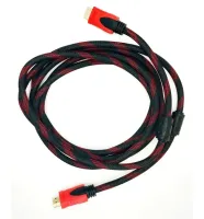 Усиленный кабель Hdmi to Hdmi 3м 1080p в обмотке Кабель-удлинитель HDMI-HDMI 3m 3 m, 3 м для монитора и телевизора в оплетке Черно Красный