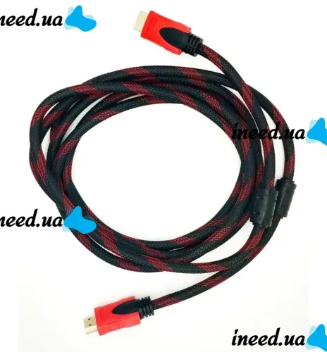 Усиленный кабель Hdmi to Hdmi 3м 1080p в обмотке Кабель-удлинитель HDMI-HDMI 3m 3 m, 3 м для монитора и телевизора в оплетке Черно Красный