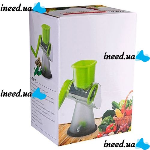 Многофункциональный мультислайсер Kitchen Master овощерезка для нарезания овощей и фруктов 3 насадки, Ручная овощерезка терка Китчен Мастер Зеленая